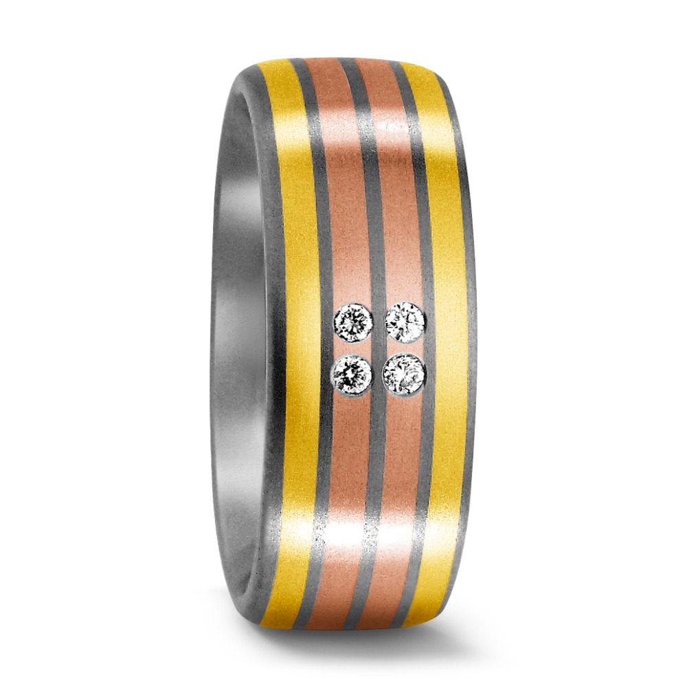 Alliance Titane, Or jaune 18K, Or rouge 18K Diamant 0.04 ct, 4 Pierres, w-si-529347