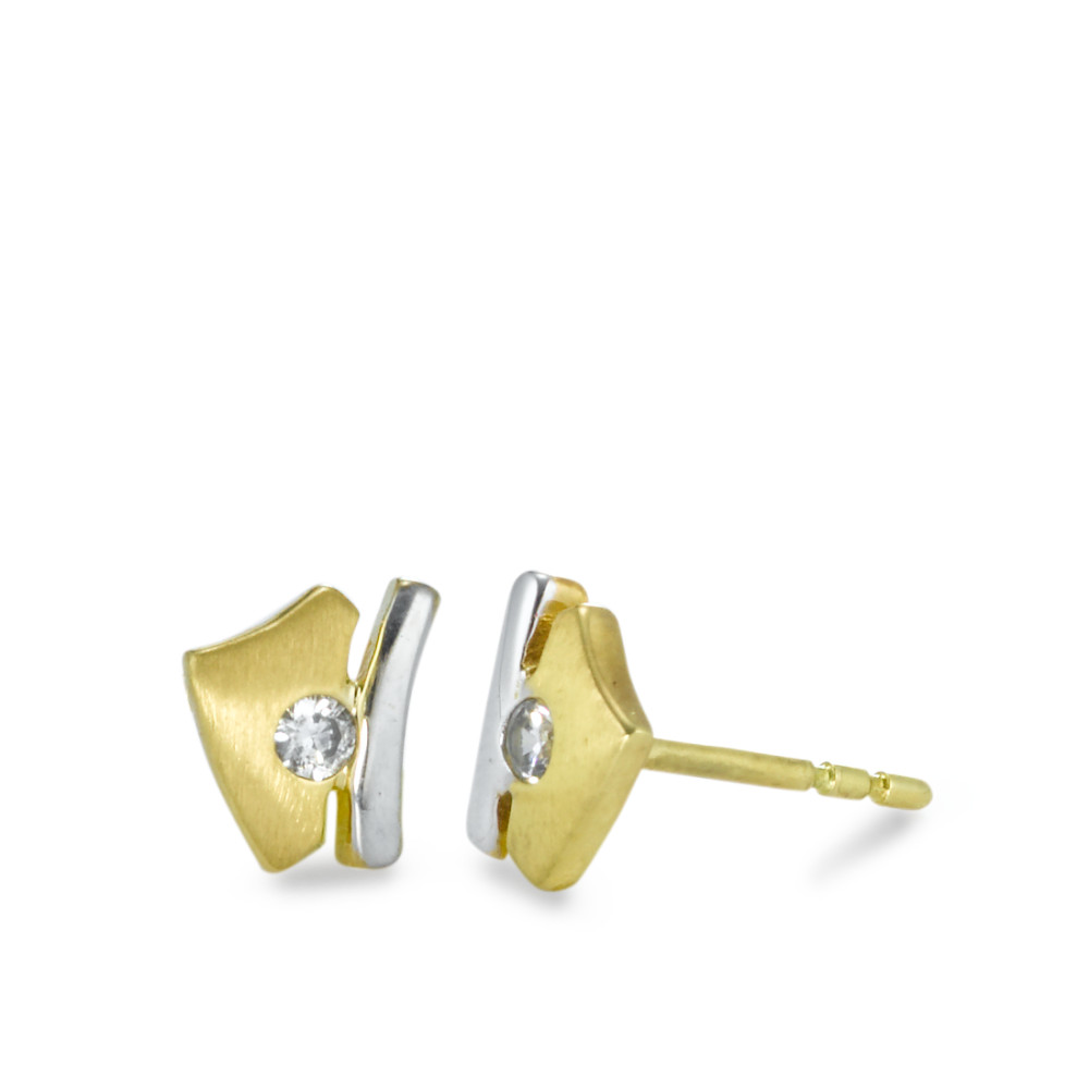Clous d'oreilles Or jaune 18K Zircone 2 Pierres-529436