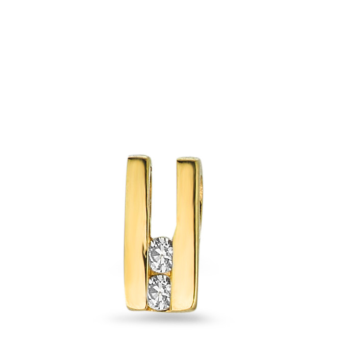 Pendentif Or jaune 18K Zircone 2 Pierres-530537