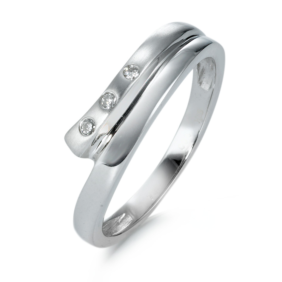 Bague Or blanc 18K Diamant 0.04 ct, 3 Pierres, w-pi1-531085
