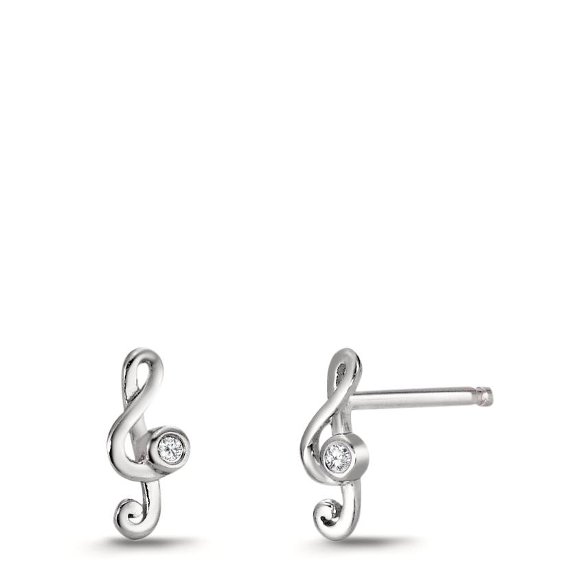 Ohrstecker Silber Zirkonia 2 Steine rhodiniert Notenschlüssel-531204