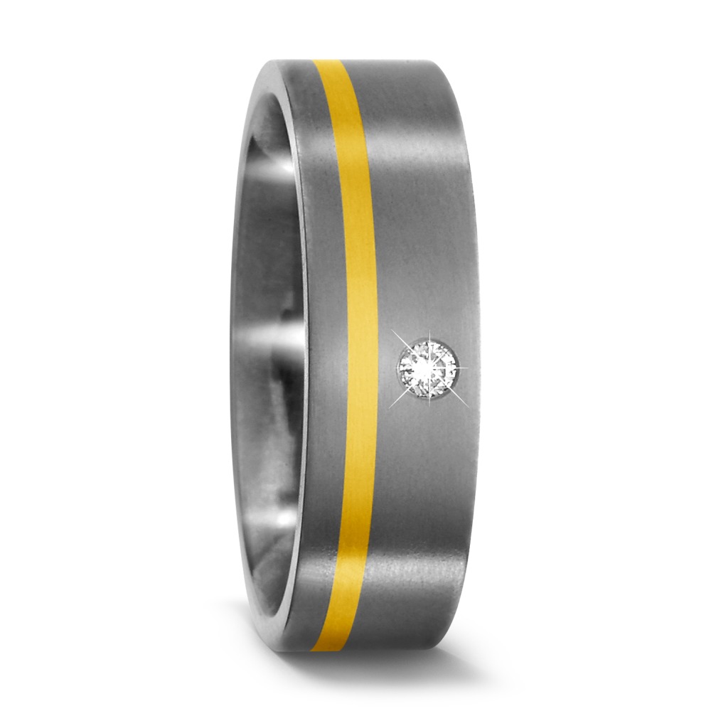 Bague Titane, Or jaune 18K Diamant 0.03 ct, w-si-531254