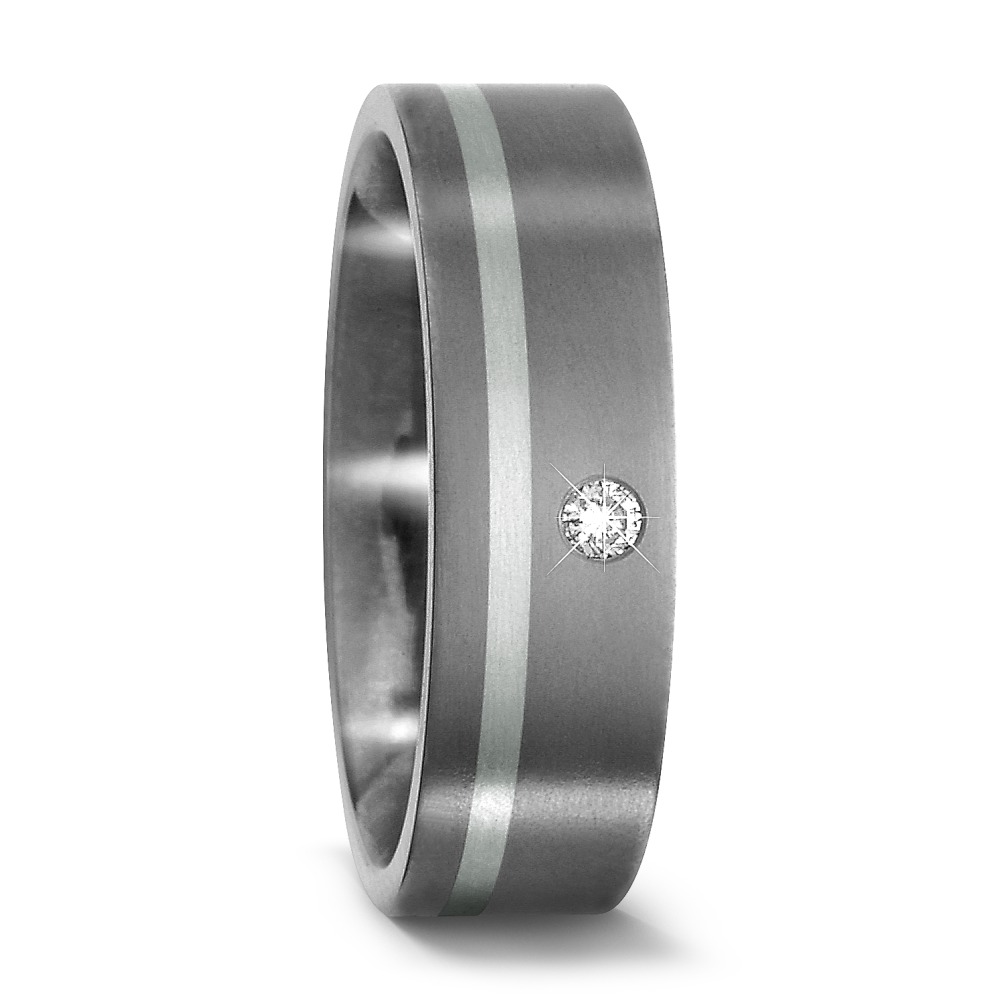 Bague Titane, Platine 950 Diamant 0.03 ct, w-si-531256