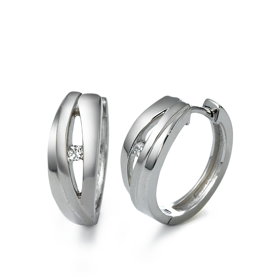 Créoles à charnières Argent Zircone 2 Pierres Rhodié-531357