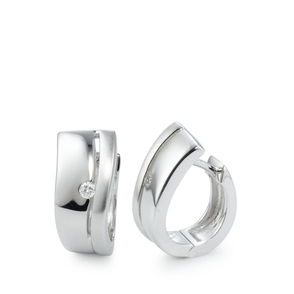 Créoles à charnières Argent Zircone 2 Pierres Rhodié-531365