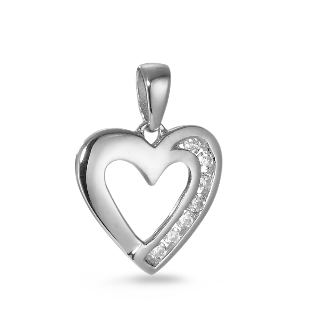 Pendentif Argent Zircone 7 Pierres Rhodié Coeur-531393