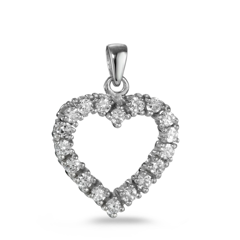 Pendentif Argent Zircone 18 Pierres Rhodié Coeur Ø17 mm-531395