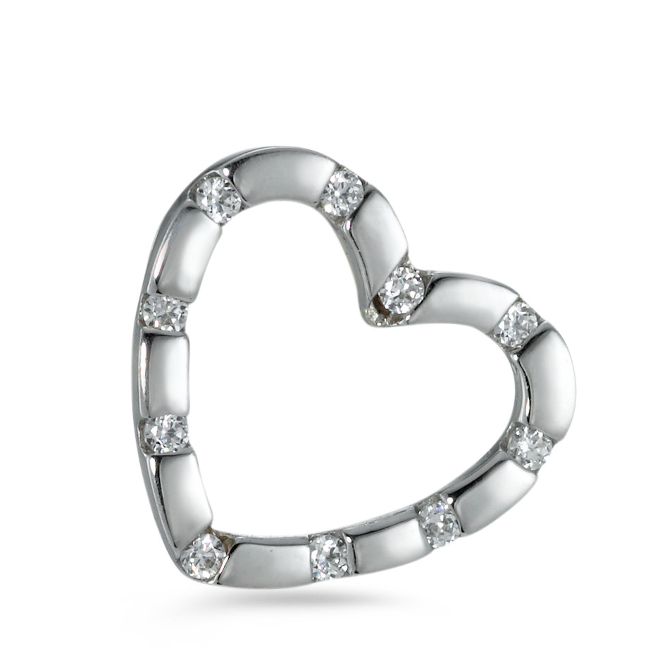Pendentif Or blanc 18K Zircone 10 Pierres Coeur-532118