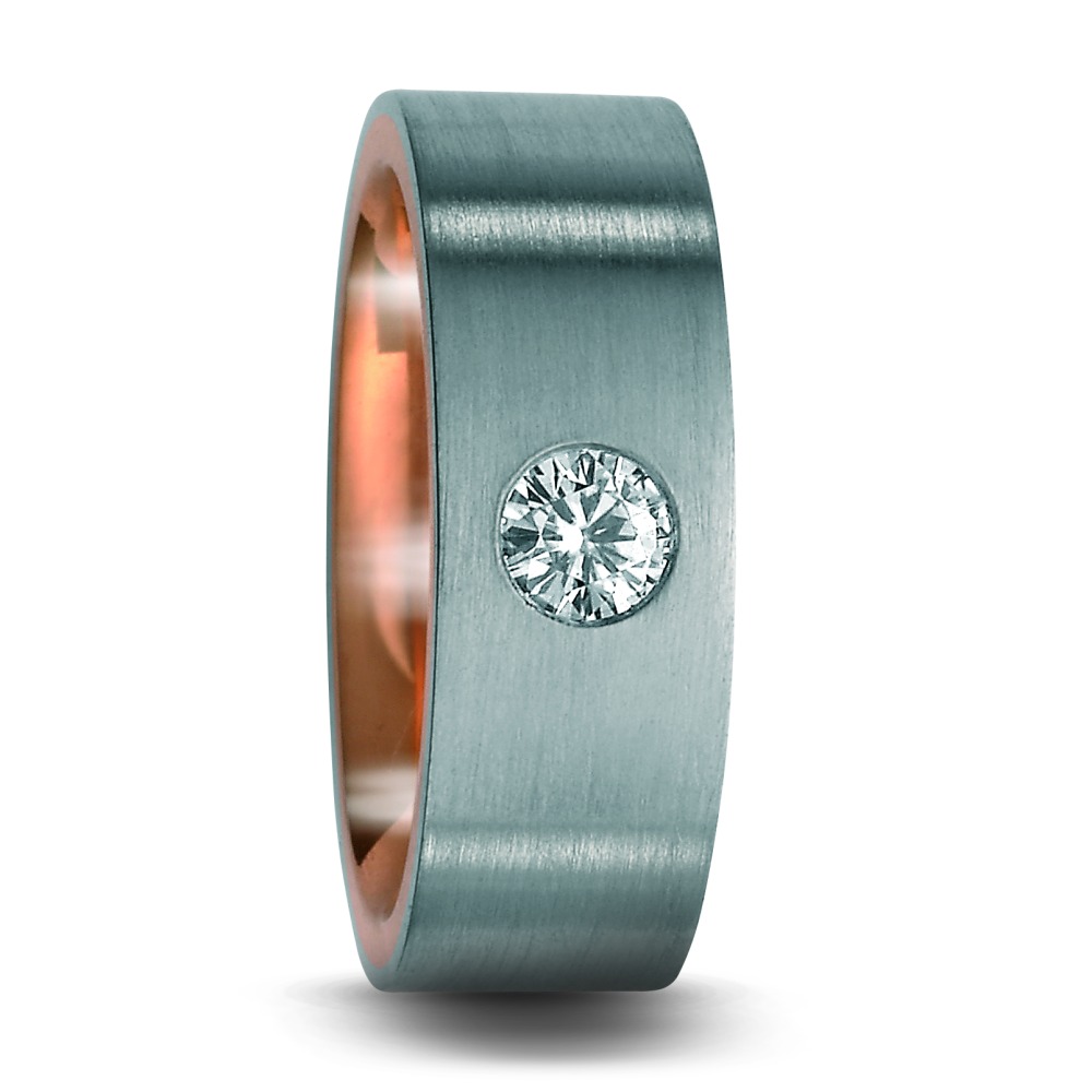 Bague Platine 950, Or rouge 18K Moissanite rond, 4 mm-532480