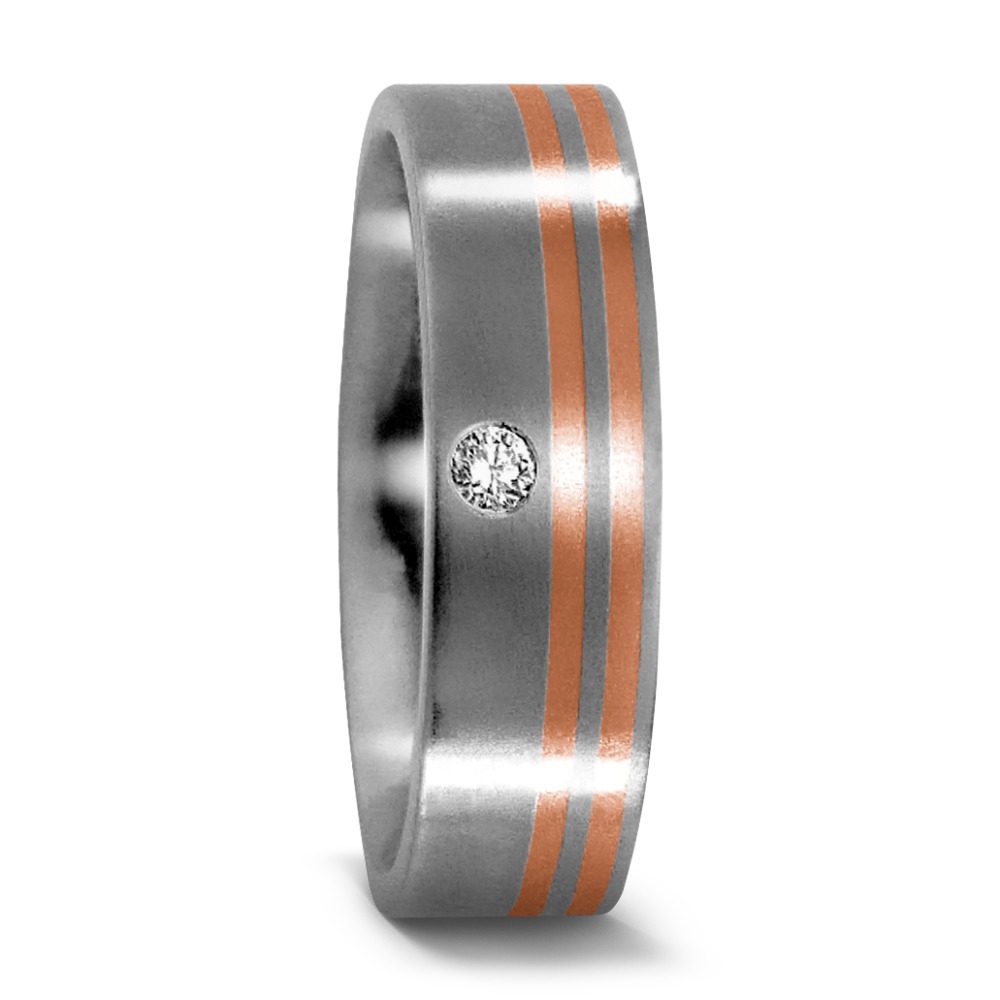 Bague Titane, Or rouge 18K Diamant 0.03 ct, w-si-532620