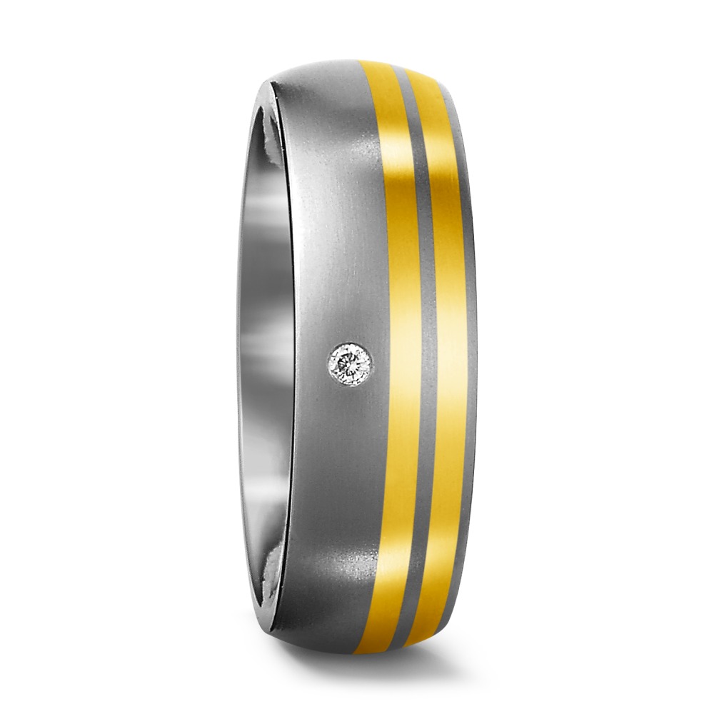 Bague Titane, Or jaune 18K Diamant 0.01 ct, w-si-532992