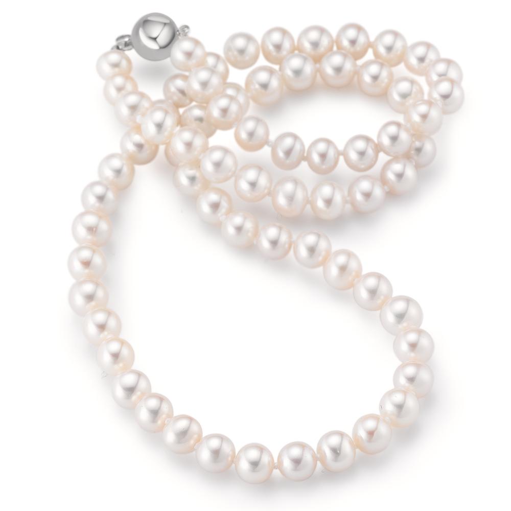 Collier Or blanc 18K perle d'eau douce blanc 6-6.5 mm 45 cm-533028