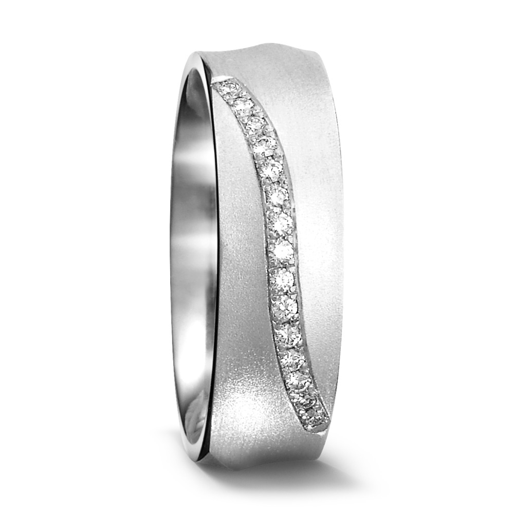 Alliance Or blanc 18K Diamant 0.075 ct, 15 Pierres, tw-si-533365