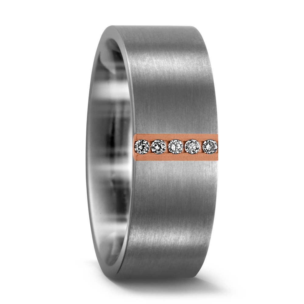 Bague Titane, Or rouge 18K Diamant 0.05 ct, 5 Pierres, w-si-535309