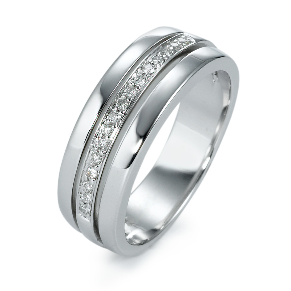 Bague Or blanc 18K Diamant 0.103 ct, 16 Pierres, w-si-537215