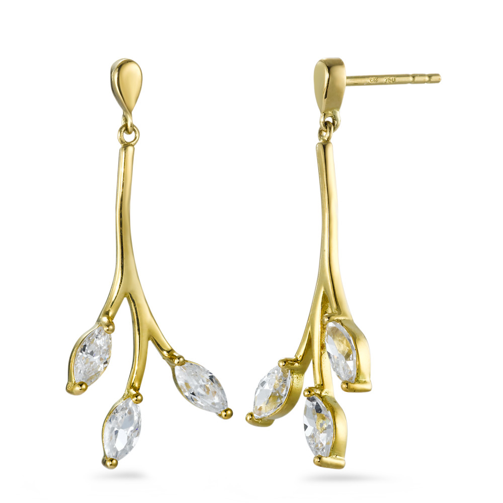 Pendant d'oreilles Or jaune 18K Zircone 6 Pierres-537367