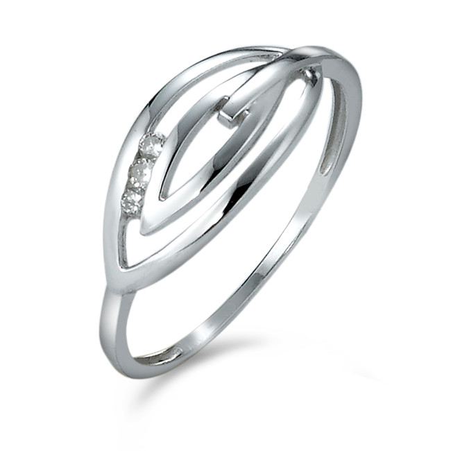 Bague Or blanc 18K Diamant 0.03 ct, 3 Pierres, w-pi1-537850