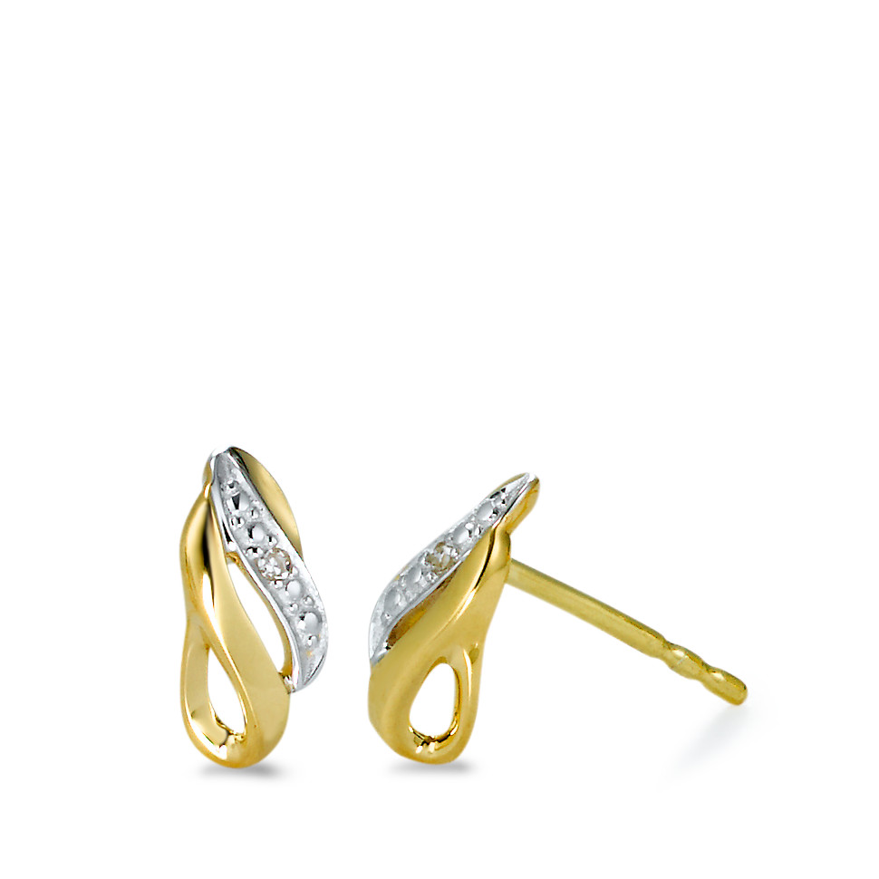Clous d'oreilles Or jaune 18K Diamant 2 Pierres, w-si-537880