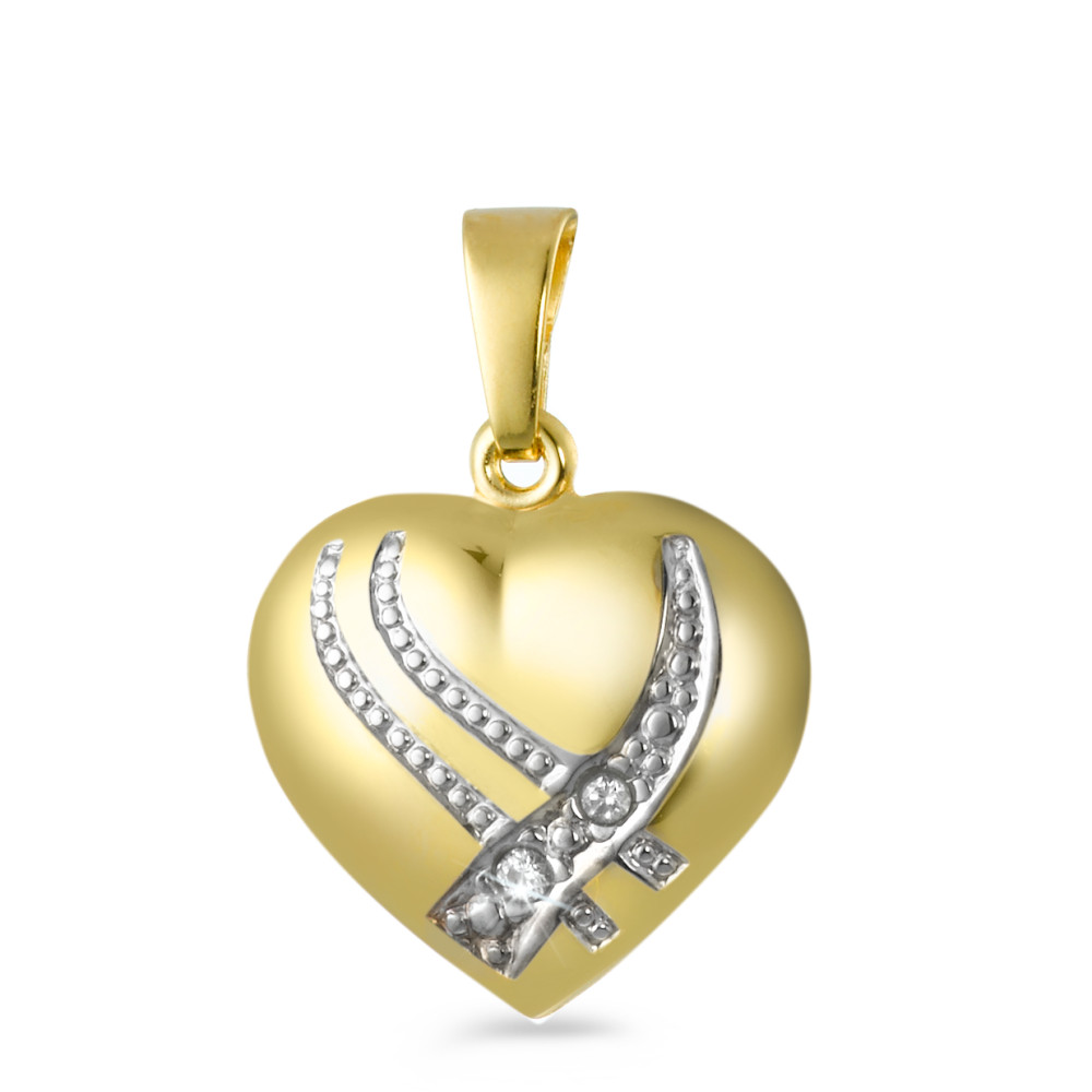 Pendentif Or jaune 18K Diamant 0.02 ct, 2 Pierres, w-si Coeur-538083