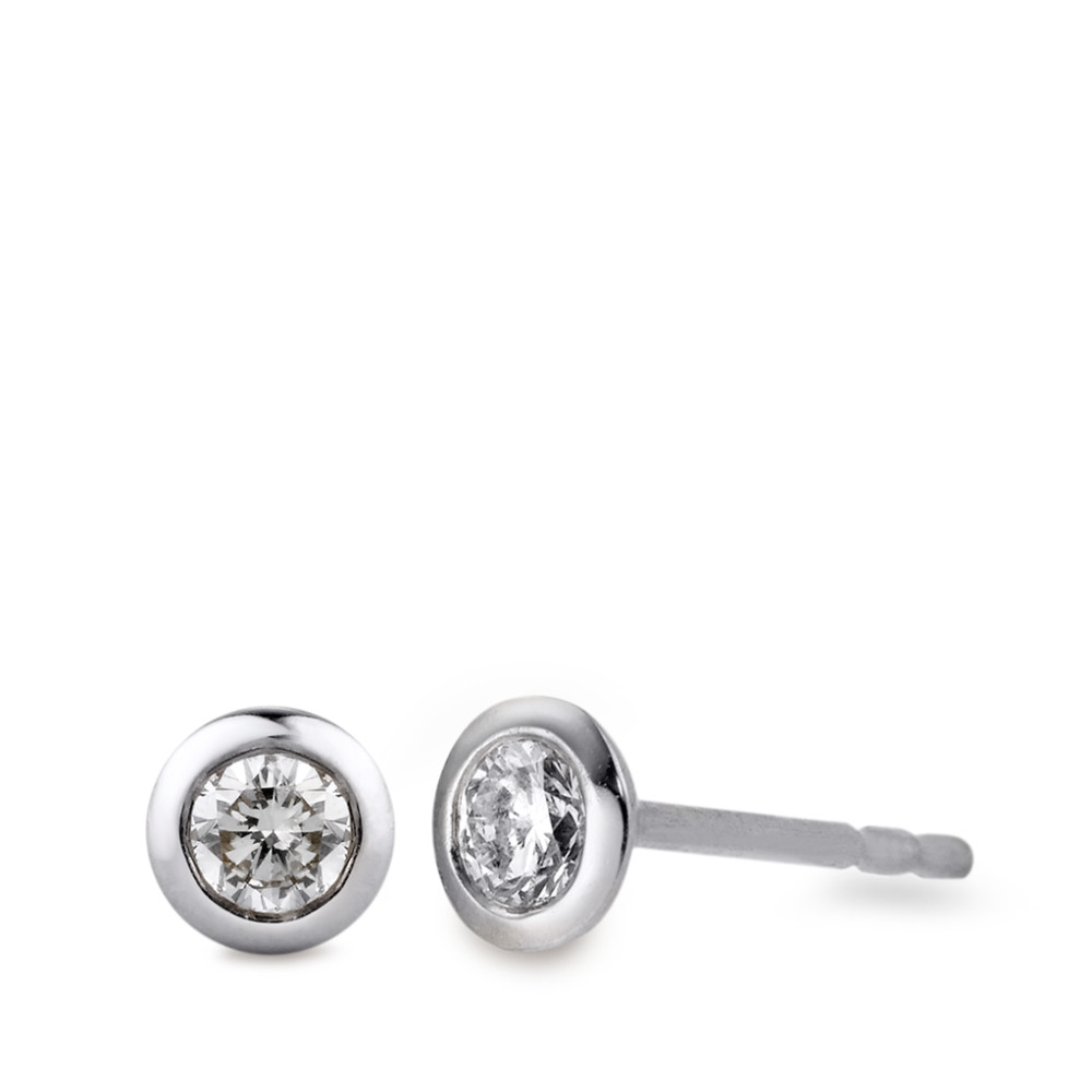 Clous d'oreilles Or blanc 18K Diamant 0.16 ct, 2 Pierres, tw-si Ø4 mm-538580