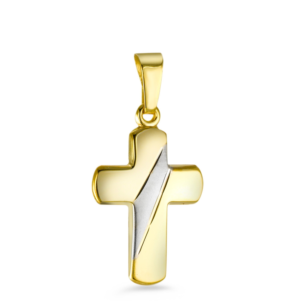 Pendentif Or jaune 18K Rhodié Croix-538760