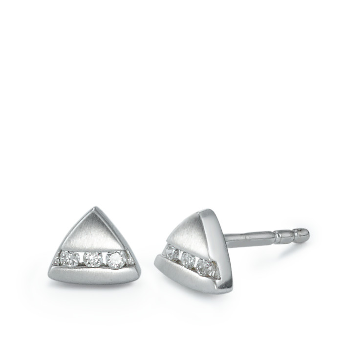 Clous d'oreilles Or blanc 18K Diamant 0.05 ct, 6 Pierres, w-si-539189