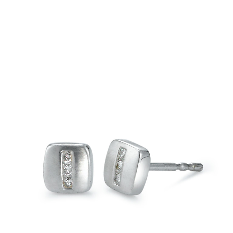 Clous d'oreilles Or blanc 18K Diamant 0.05 ct, 6 Pierres, w-si-539190