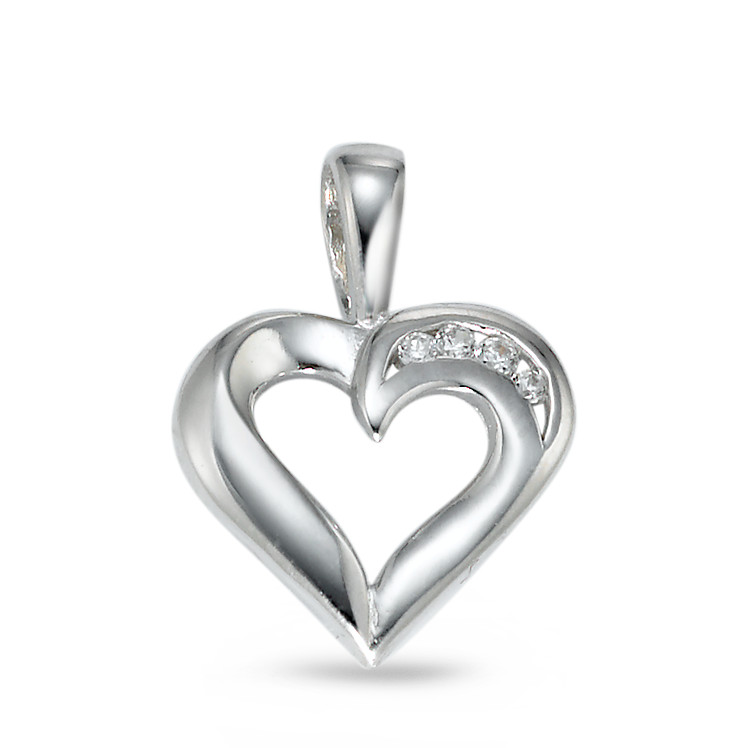 Pendentif Argent Zircone 4 Pierres Rhodié Coeur-540148