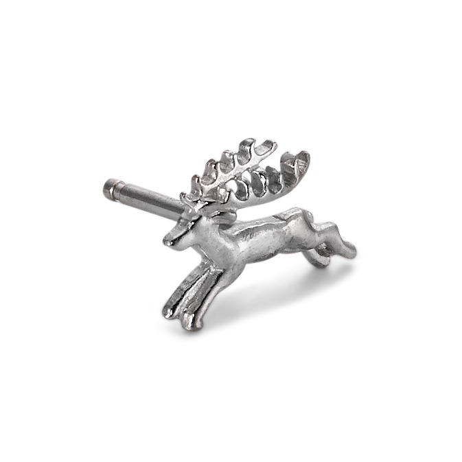 Clous d'oreille à l'unité Or blanc 18K Cerf-540275