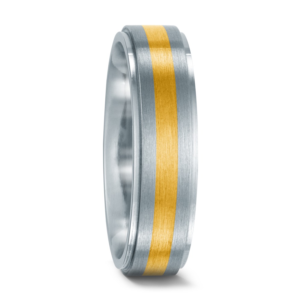 Bague Acier inoxydable, Or jaune 18K-540276