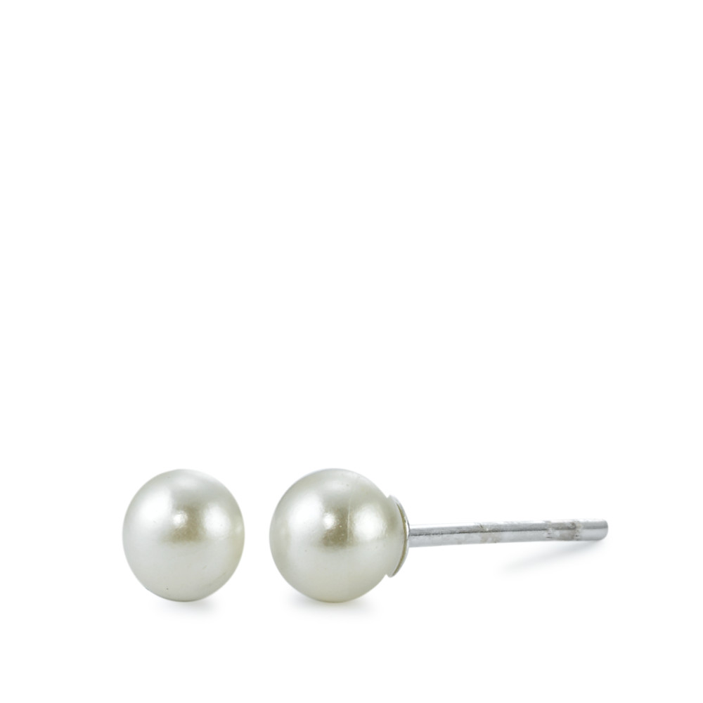 Clous d'oreilles Argent [shining Pearls] blanc, 2 Perles, 5 mm-540640