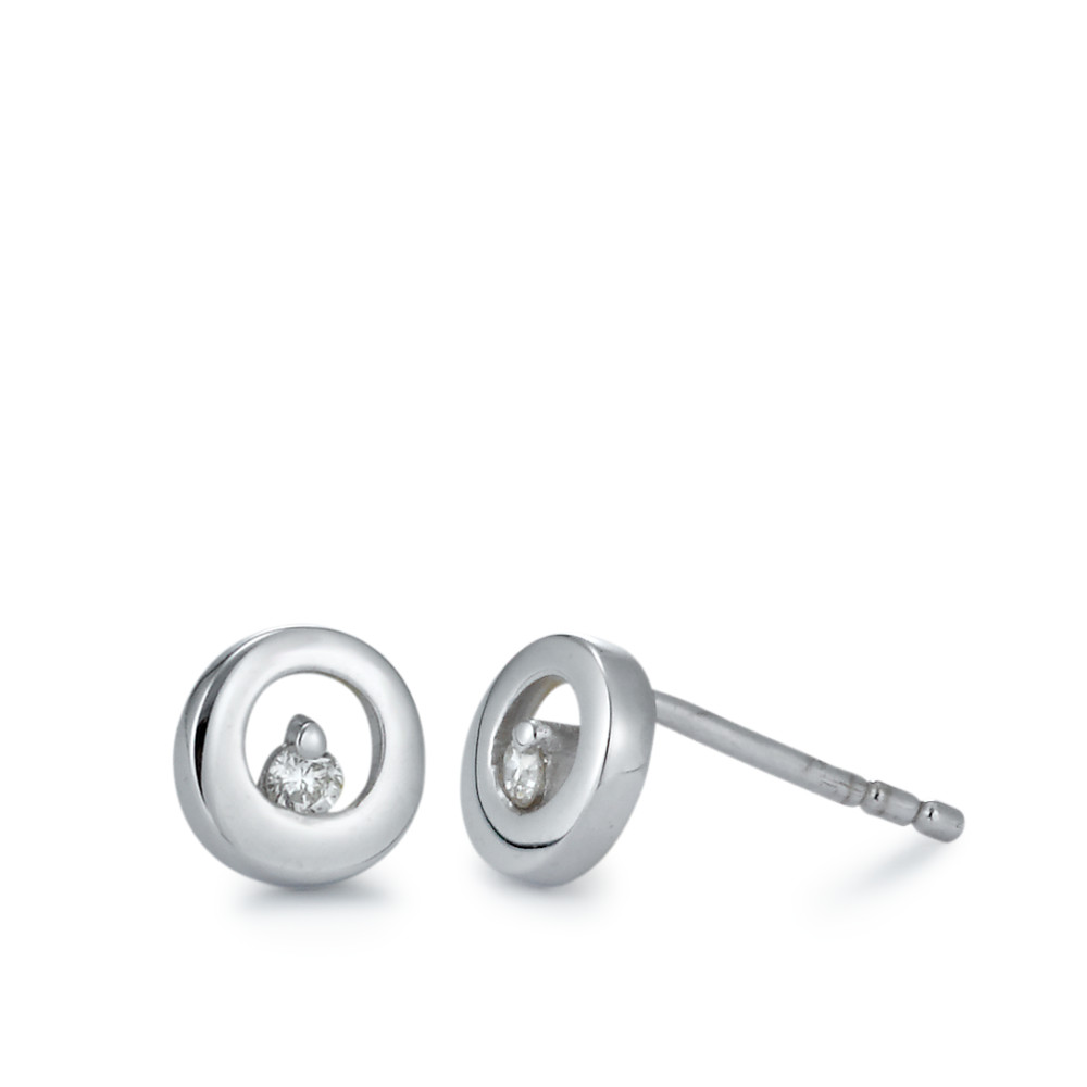 Clous d'oreilles Or blanc 18K Diamant 0.06 ct, 2 Pierres, w-pi1-540865