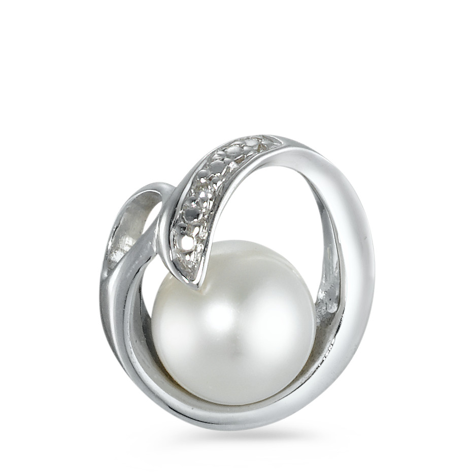 Pendentif Or blanc 18K Diamant 0.003 ct, w-pi1 perle d'eau douce-540877
