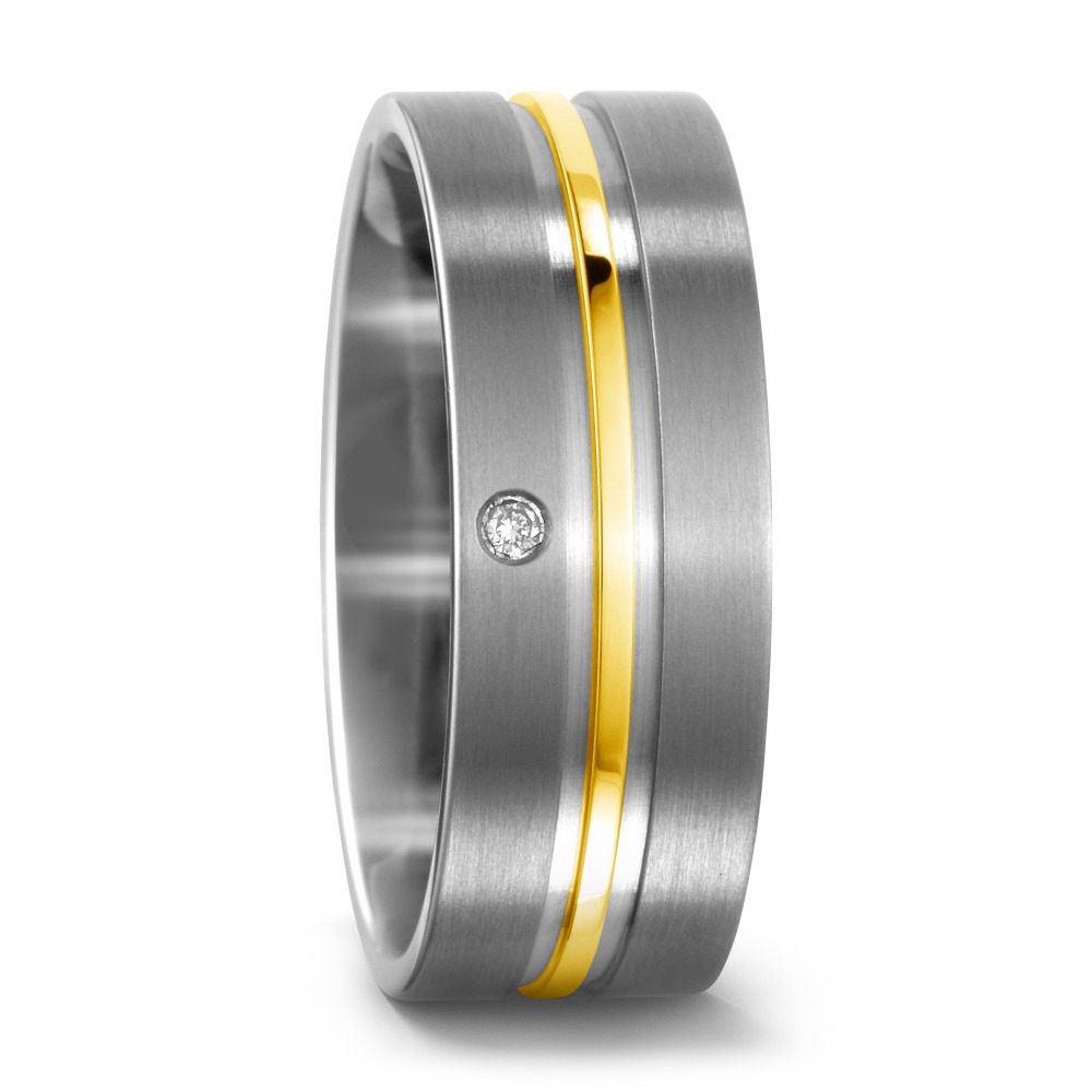 Bague Titane, Or jaune 18K Diamant 0.02 ct, w-si-541167