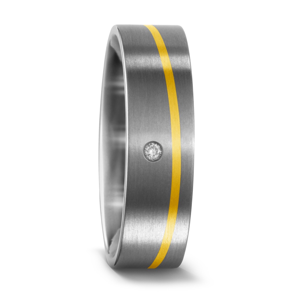 Bague Titane, Or jaune 18K Diamant 0.02 ct, w-si-541171