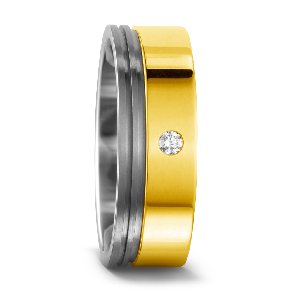 Bague Titane, Or jaune 18K Diamant 0.03 ct, w-si-541177