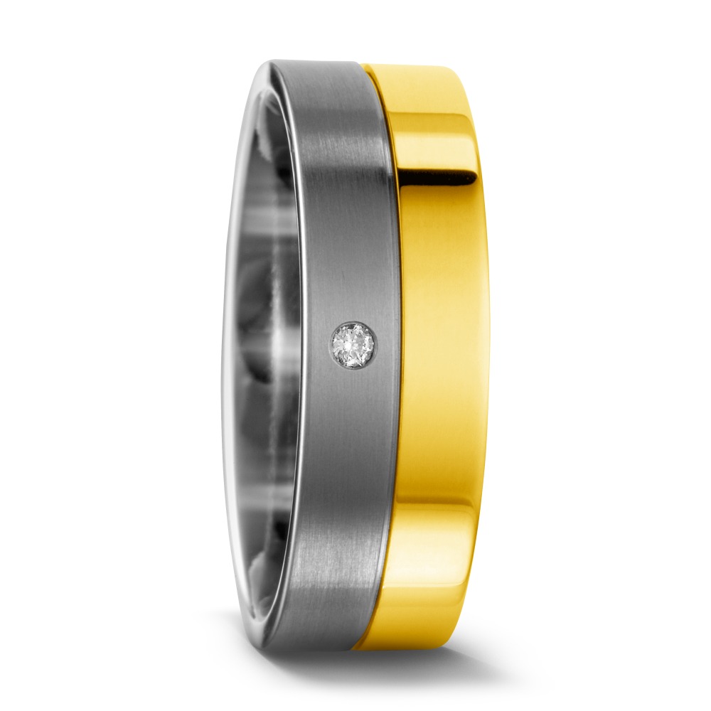 Alliance Titane, Or jaune 18K Diamant 0.02 ct, w-si-541179