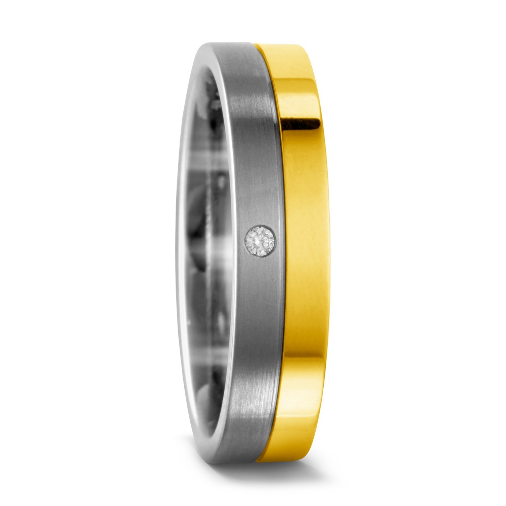 Bague Titane, Or jaune 18K Diamant 0.02 ct, w-si-541181