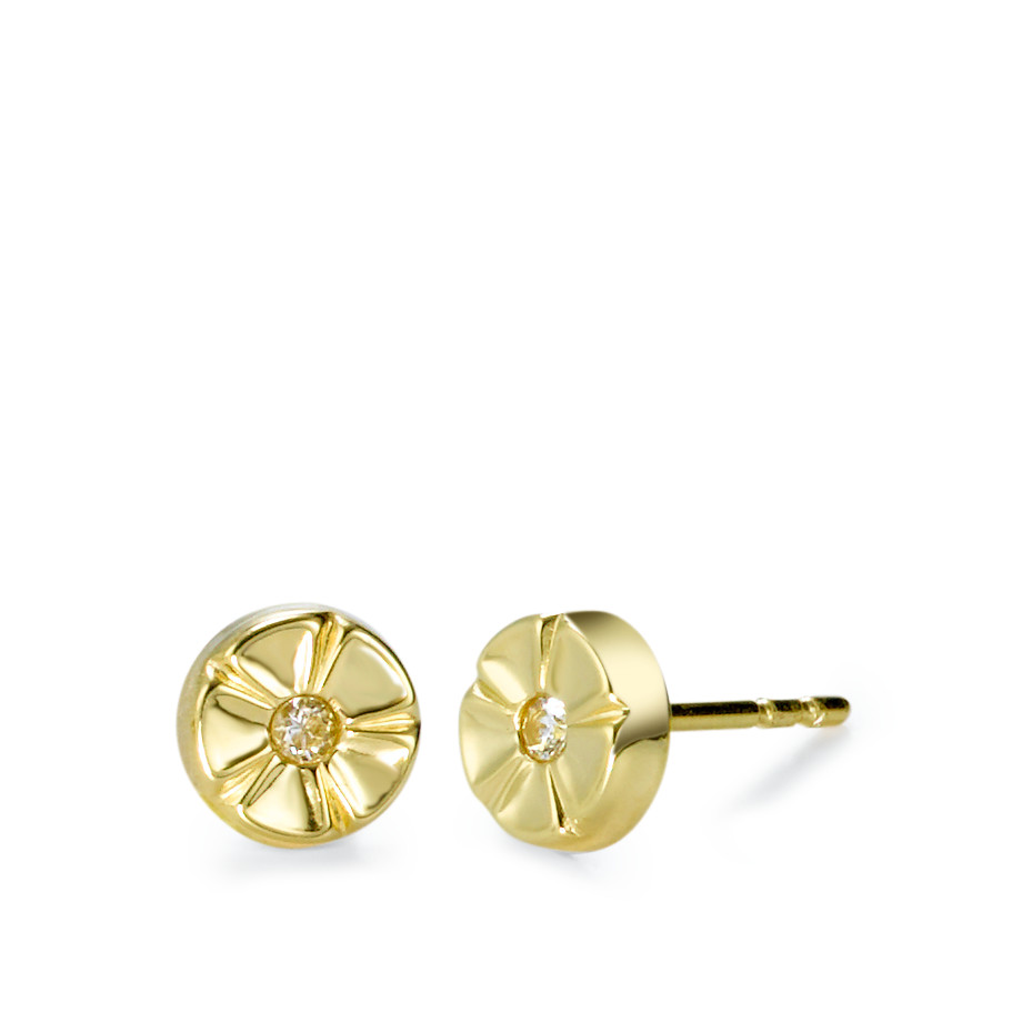 Clous d'oreilles Or jaune 18K Zircone 2 Pierres-541226