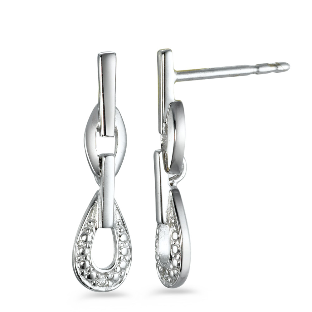 Pendant d'oreilles Or blanc 18K Diamant 0.01 ct, 2 Pierres, w-si-541405