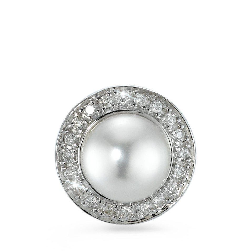 Pendentif Or blanc 18K Diamant 22 Pierres, brillant, p1 perle d'eau douce, 7.5 mm-541416