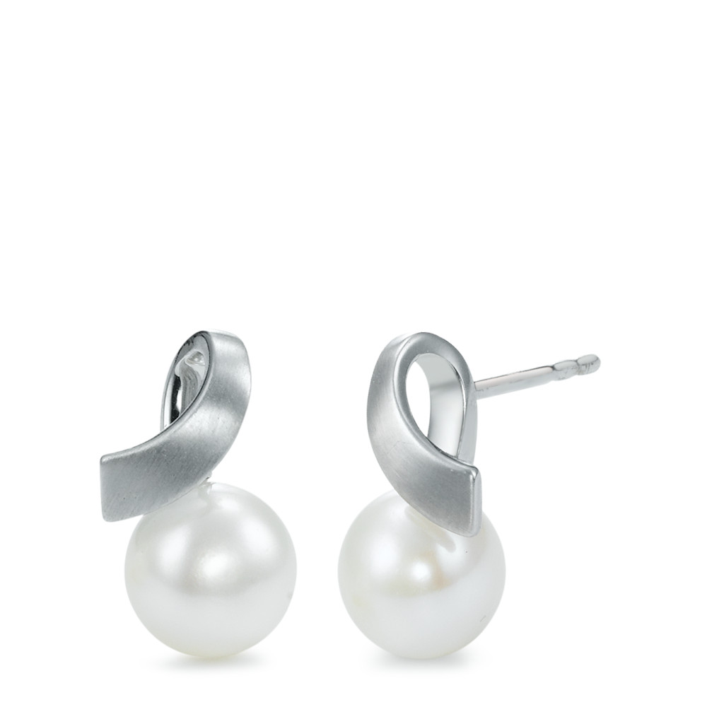Clous d'oreilles Or blanc 18K perle d'eau douce-541419