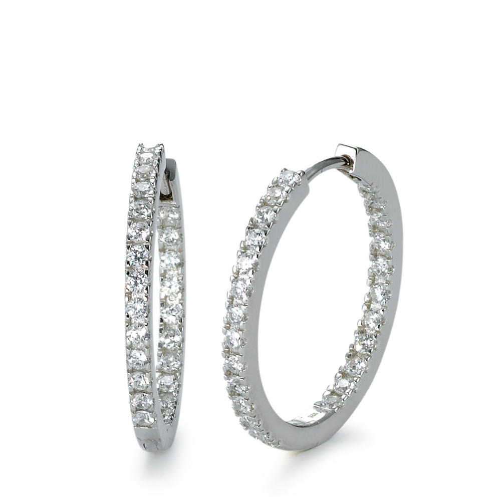 Créoles à charnières Argent Zircone Rhodié-541535