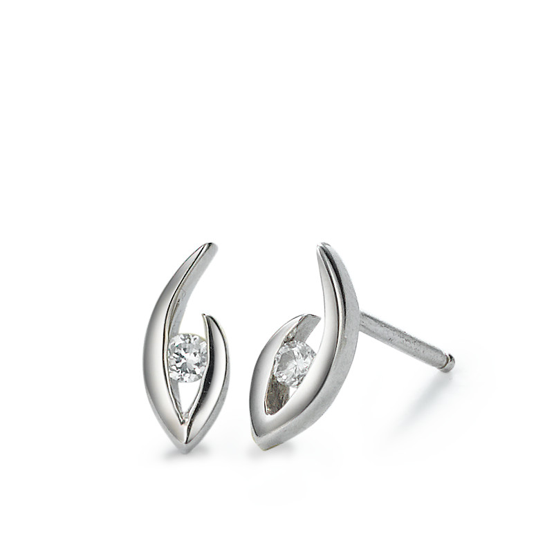 Clous d'oreilles Argent Zircone 2 Pierres Rhodié-541982