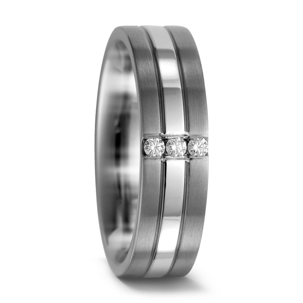 Bague Titane, Palladium 950 Diamant 0.06 ct, 3 Pierres, w-si-542189