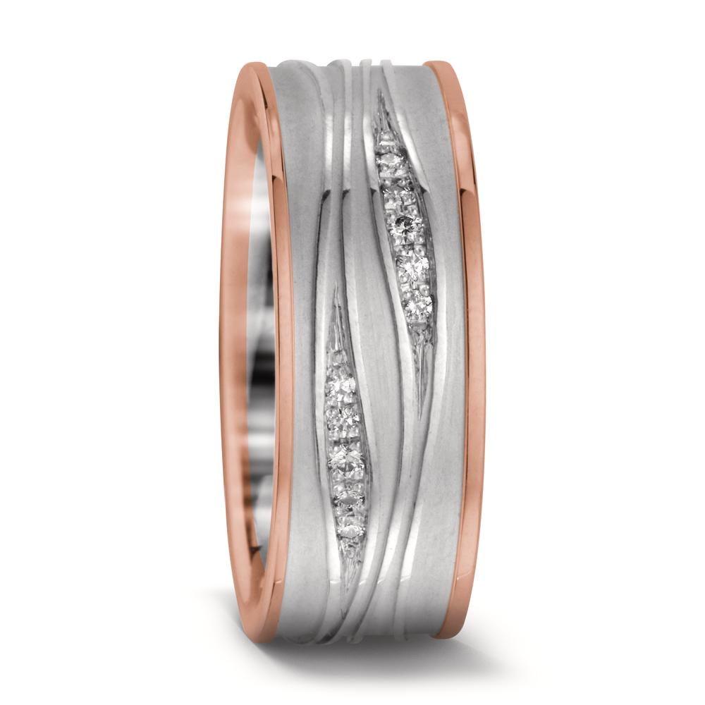 Alliance Or blanc 18K, Or rouge 18K Diamant 0.06 ct, 12 Pierres, tw-si-543591