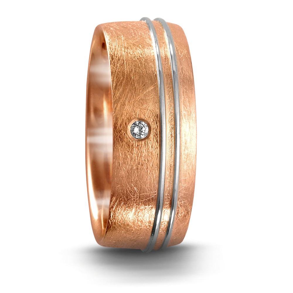 Alliance Platine 950, Or rouge 18K Diamant 0.03 ct, tw-si-544316