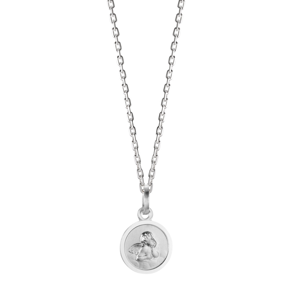 Chaînette avec pendentif Argent Rhodié Ange gardien 36-38 cm Ø10 mm-544754