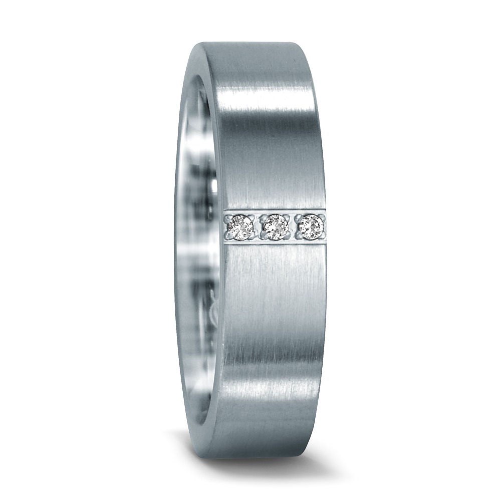 Bague Acier inoxydable Zircone blanc, 3 Pierres, rond-544916