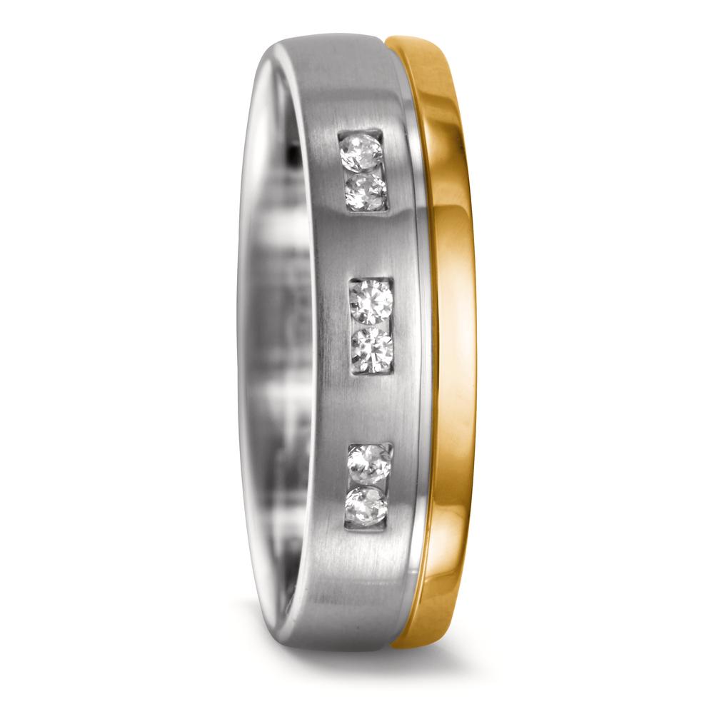 Alliance Or blanc 18K, Or jaune 18K Diamant 0.09 ct, 6 Pierres, w-si-545243